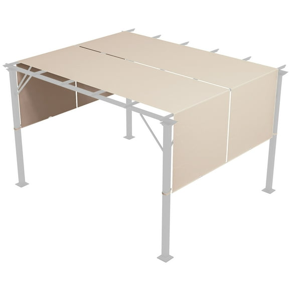 Outsunny 2 Pcs 16 x 4ft Pergola Shade, UV Protection Pergola Canopy, Khaki
