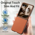 thumbnail image 5 of Designed for Motorola Razr+ 2024 Folding Case, Carbon Fiber Texture + TPU, Shockproof Lightweight Slim Drop Protection Cover for Motorola Razr+ 2024, Brown, 5 of 9