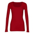 thumbnail image 3 of FrzhBrz Women's Plus Size Long Sleeve Shirts Scoop Neck Fitted Tops Ruched Going Out Crop Tops, 3 of 4