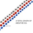 thumbnail image 5 of Holloyiver 31.5 Inch 4th of July Necklace Accessories, Independence Day Beads Necklace Bulk, Round Red Blue Silver Beads Party Favors, 4th of July Beads for Patriotic Parade Party Celebration, 5 of 6