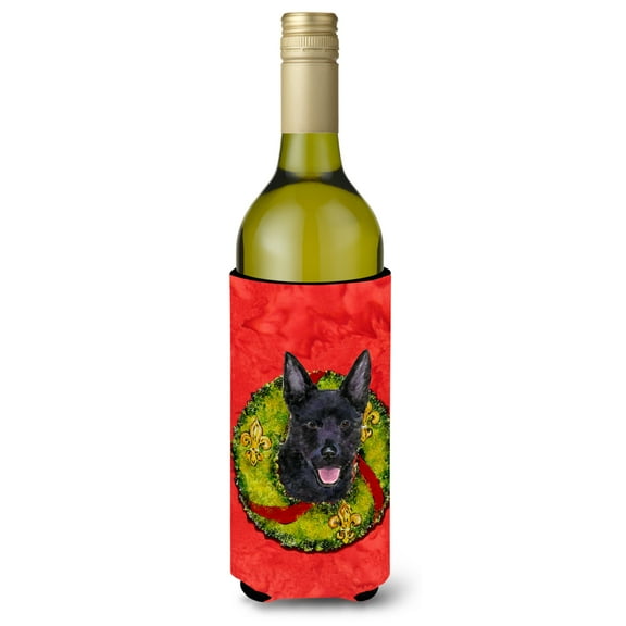 Australian Kelpie Cristmas Wreath Wine Bottle Hugger