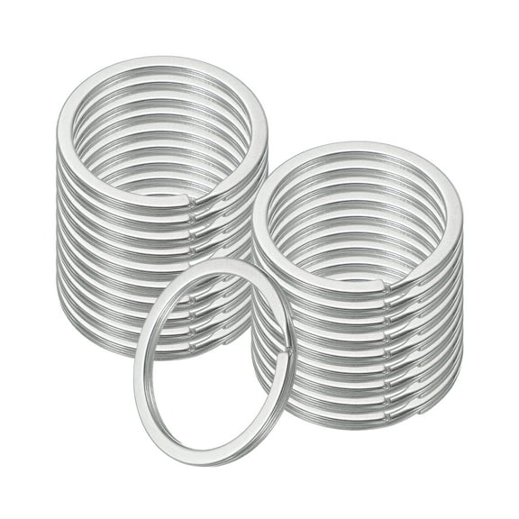 20pcs Split Keychain Rings, 30mm Round Flat Keyrings Stainless Steel Open Key Chain Ring Dog Tag Rings for DIY Keychain Craft Lanyard, 1.8mm Thick, Silver