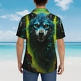 thumbnail image 4 of Logiee Fluorescent Wolf Print Mens Hawaiian Shirts,Loose-Fit Short Sleeve Button Down Tropical Aloha Beach Shirt,Summer Vacation Wedding Tops,Small, 4 of 7