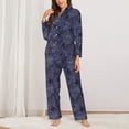 thumbnail image 2 of Picia Watercolor Indigo Pattern Women’s Long-Sleeve Sleepwear Set - Soft 2-Piece Loungewear with Pockets, Comfy PJs for Relaxing Nights-X-Large, 2 of 7