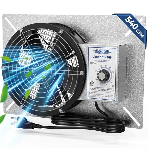 ALORAIR 540 CFM IP-55 Grade Crawlspace Ventilation Fans with Humidistat & Thermostat 8.7 inches Basement Vent Fans with Isolation Mesh Ventilator Fan for Crawl Space Basement Attic Garage Exhaust