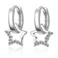 thumbnail image 1 of Pendientes de aro con forma de estrella de plata para mujer y niña, nuevos, 1 par, 1 of 5