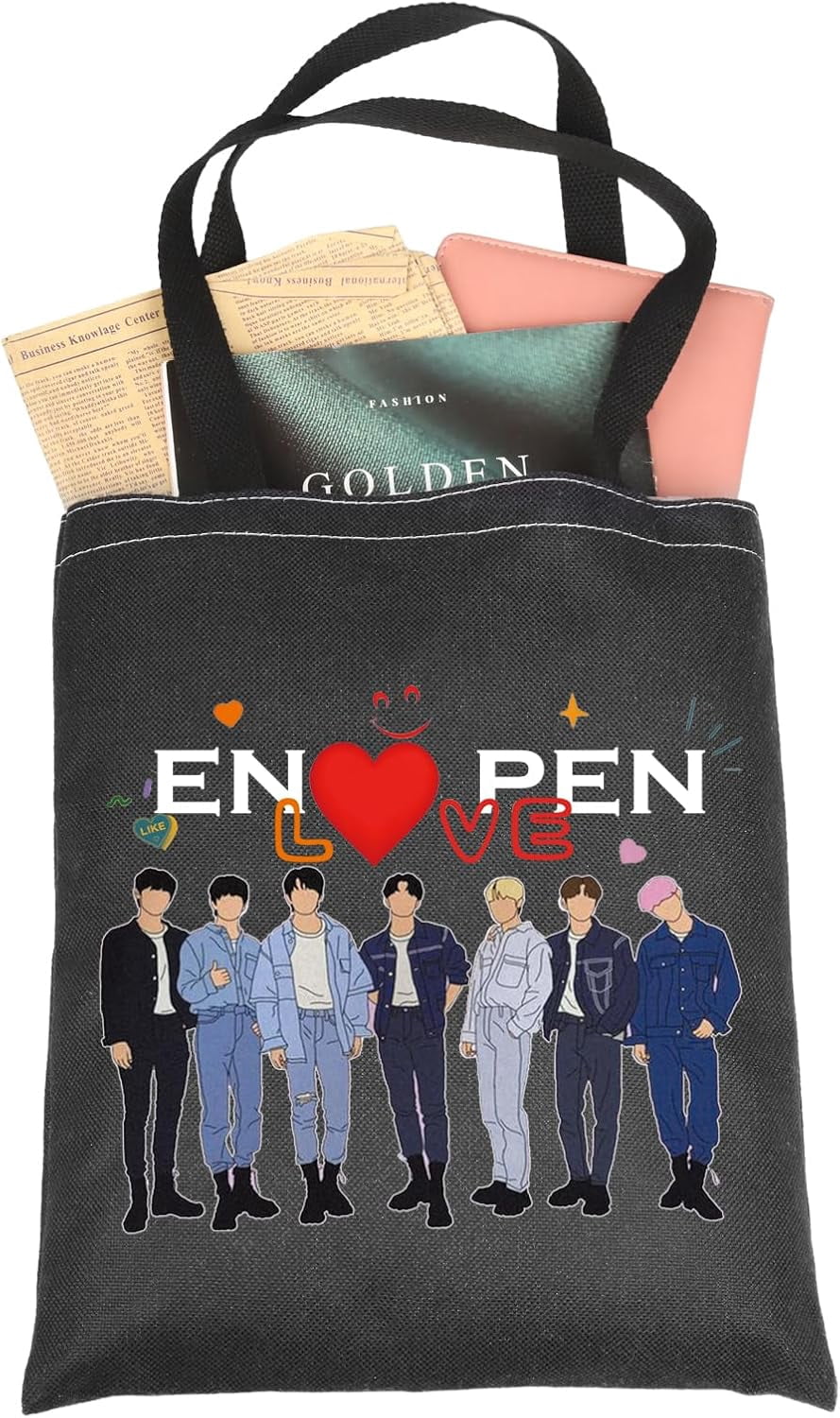 Sac Fourre-Tout Toile K-Pop - Music Lover Cadeau Fan 8 Make 1 Team - Tote Bag Shopping Groupe Coréen