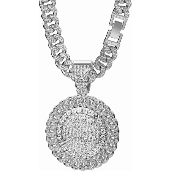 Men's Hip Quality Hop Necklace, 18 Inch Gold Professionally Plated Miami Cuban Chain containing Cubic Zirconia[i444]