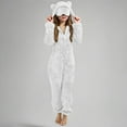 thumbnail image 2 of MKOSPLRT Fuzzy Jumpsuit for Girl 5-15Y Eye Mask Bear Ear Hooded Fleece Onesies Pajamas Warm Sherpa Sleepwear Zip Up Playsuit Loungewear, 2 of 8