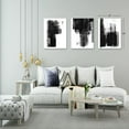 thumbnail image 3 of Black and White Wall Decor - Minimalist Artwork - With Black Watercolor Paint Splatter Abstract Picture On Canvas Stretched and Framed for Living Room Home Office Decor-12"x16"x 3 Panels, 3 of 6