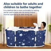 Liyufly 47in Foldable Bathtub for Adult and Kids Family Portable Soaking Bath Tub for Spa Sauna, Starry Blue