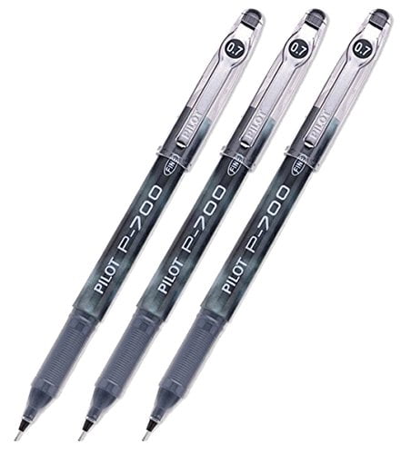 Pilot P-700 Rollerball Stick Gel Pen, Black Ink, Fine Point 3-PACK(38610)