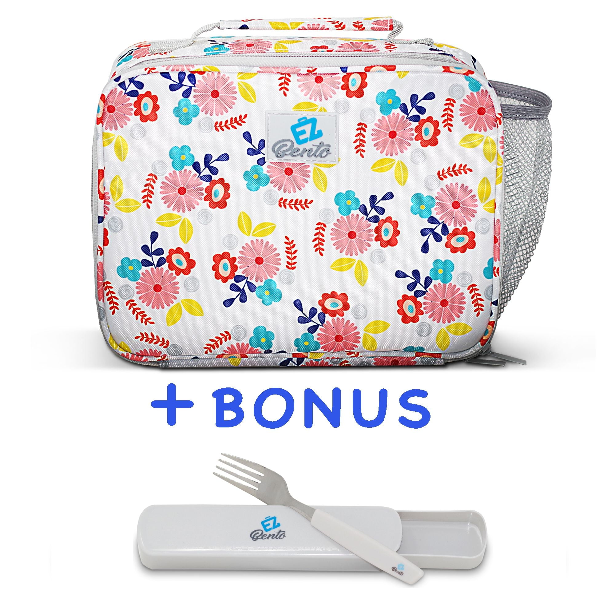 EZBento Insulated Lunch Bag for Kids, Boys, Girls with Reusable Fork