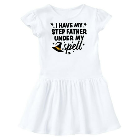 

Inktastic I Have My Step Father Under My Spell with Cute Witch Hat Gift Toddler Girl Dress