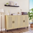 thumbnail image 1 of Buffet Storage Cabinet with Rattan Decorating Living Room Wood Kitchen Sideboard Accent Cabinet, 1 of 8