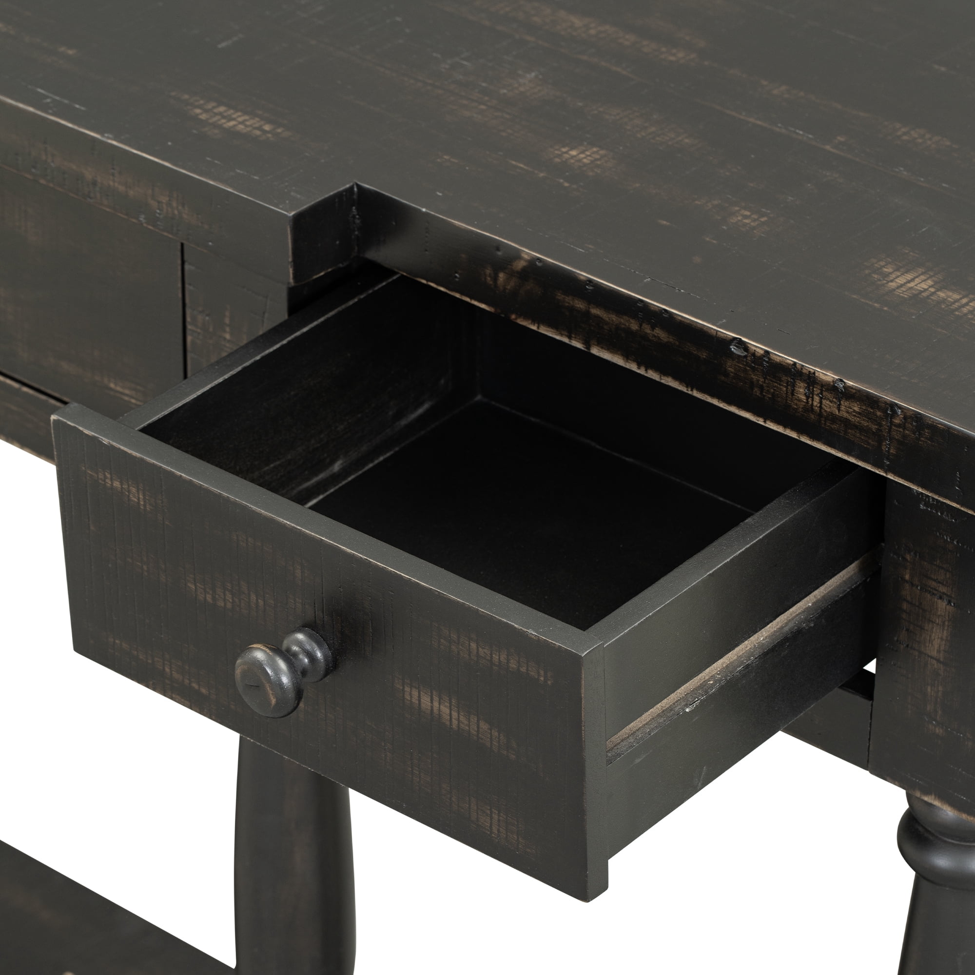 EUROCO 63" Longer  Console Table Sofa Table for Entryway with 4 Drawers and Storage Shelf for Living Room Hallway Foyer Office, Antique Black