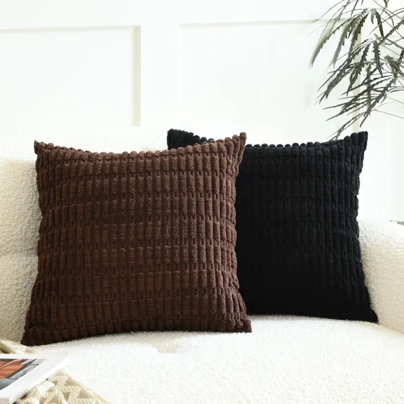 Pack Of 2 Decorative Throw Pillow Covers, Corduroy Boho Striped Pillow Cases
