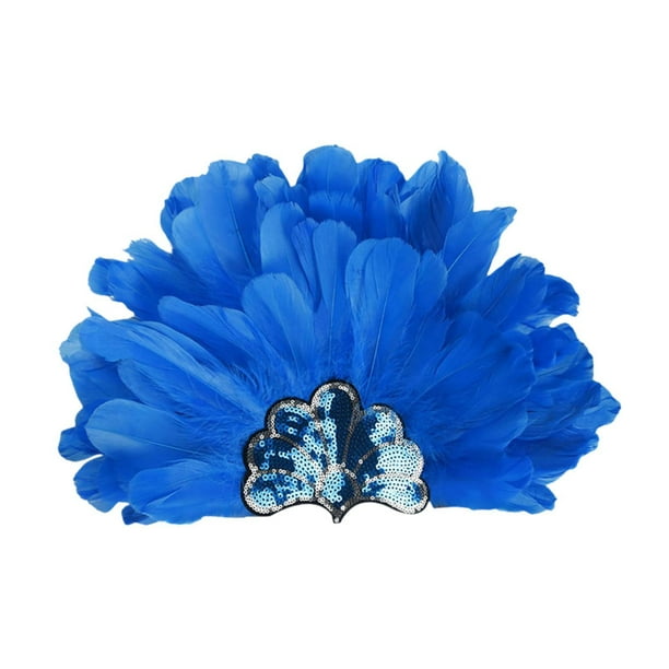 Sombrero de jefe indio, tocado de plumas, diadema para disfraz de adulto para fiesta y espectáculo. Azul oscuro