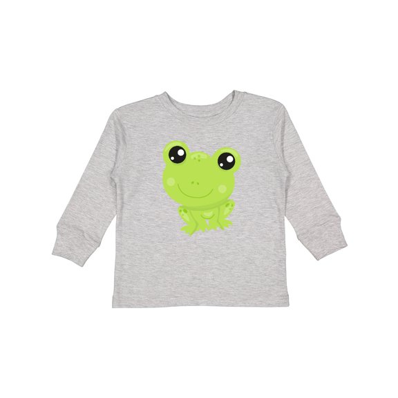 Inktastic Cute Frog, Little Frog, Baby Frog, Green Frog Boys or Girls Long Sleeve Toddler T-Shirt