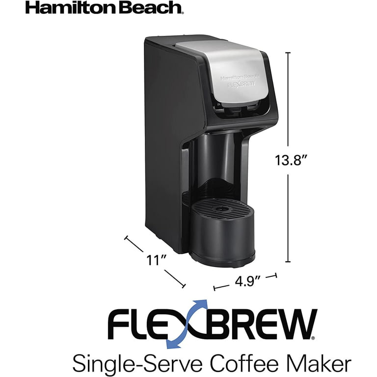 Hamilton Beach 49979 FlexBrew Single-Serve Coffee Maker Compatible with Pod  Packs and Grounds,0.41 liters, Black & Chrome