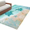 thumbnail image 2 of Summer Beaches Washable Area Rugs 3'x5', Gradient Green Ocean Sea Turtle Starfish Coastal Coral Low Pile Throw Living Room Rug Non-Slip Sturdy Edge Binding Carpet for Indoor Entryway Bedside Kitchen, 2 of 9