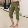 thumbnail image 2 of Huowey Pants for Women Summer Pocket Trousers Outdoor Casual Sports Cropped Pants Overalls Thin Loose Cargo Shorts, 2 of 7