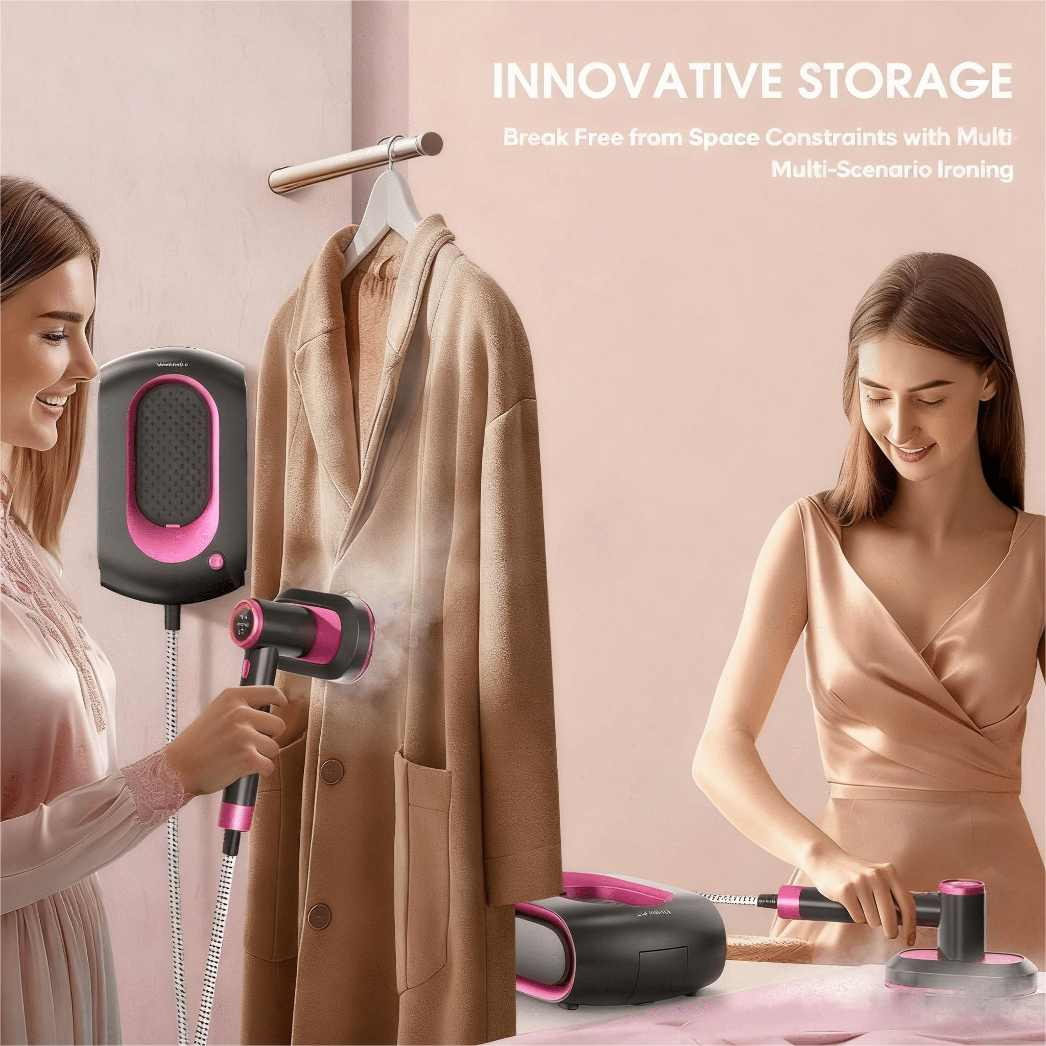 Steamer for Clothes,2-in-1 1550W Turbocharged Garment Steamer & Iron ,3 Levels Smart Control Steaming,1.2L Detachable Tank,Auto Shut-off,Self-Cleaning,Innovative Storage: Hang,Wall Mount