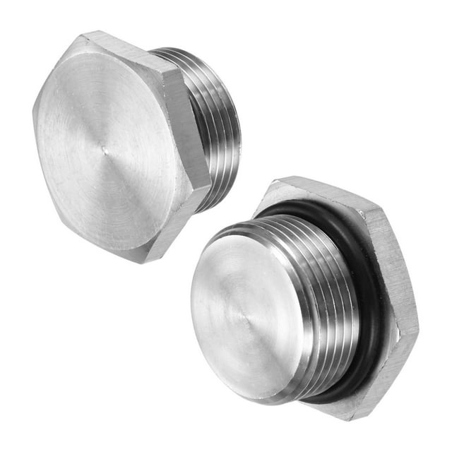 Juego de 2 tapones de tubo de rosca hexagonal exterior, M25x1.5mm macho, tapón de rosca sólido de acero inoxidable 304 con anillo de sellado