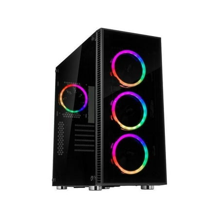 Rosewill ATX Mid Tower Gaming PC Computer Case with Dual Ring RGB LED Fans,