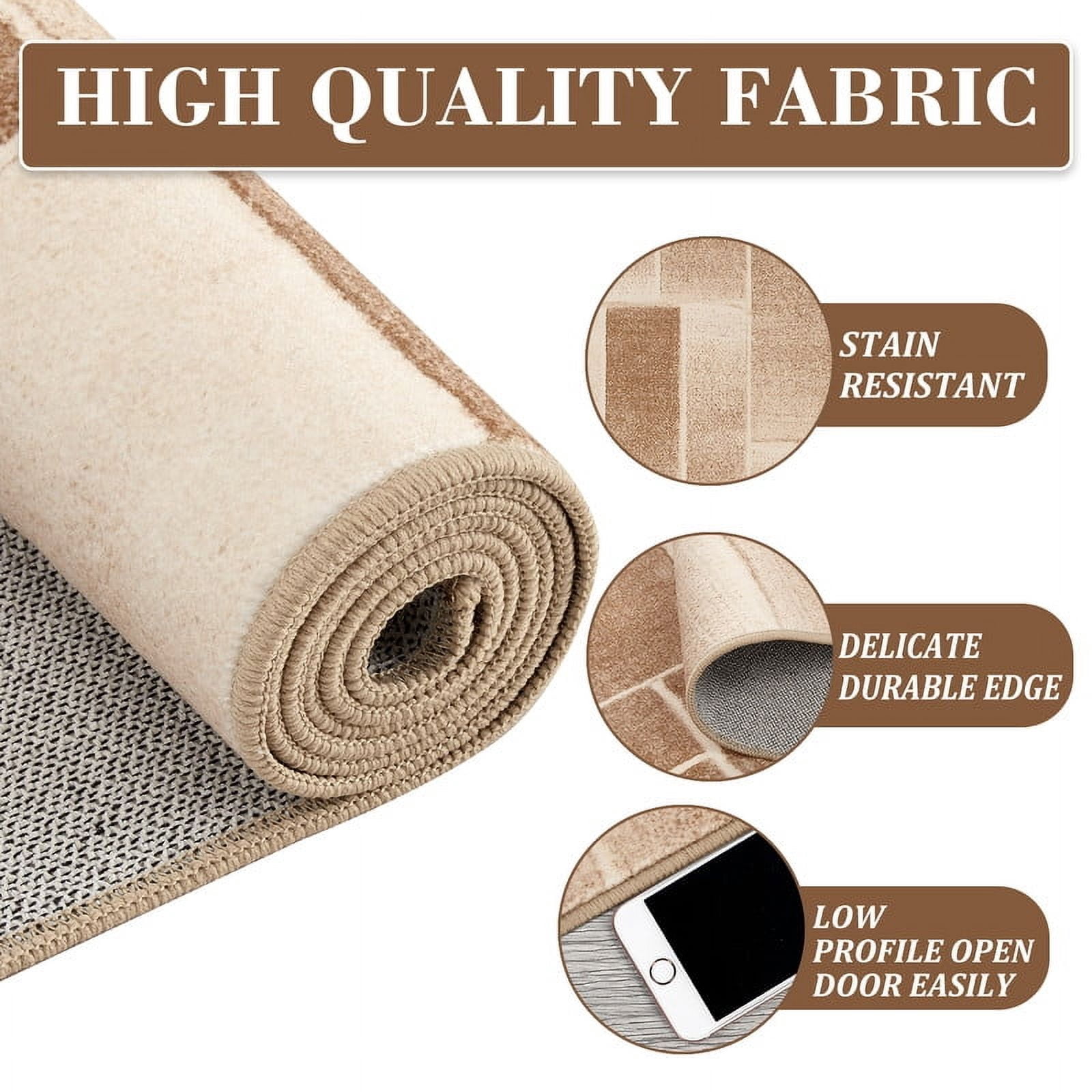 Modern Geometric Patchwork Area Rug 2x6 Runner Rugs for Living Room, Soft Throw Carpet Floor Decor for Entryway Dining Room Office Nursery Khaki