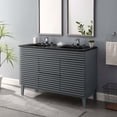 thumbnail image 2 of Double Sink Vanity Cabinet, Grey Gray Black, Wood, Mid Century Hotel Bedroom Bathroom, Modern Contemporary HB33659, 2 of 11