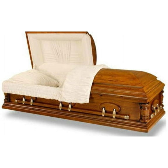 Casket Emporium Jackson Solid Pecan Funeral Casket Beige