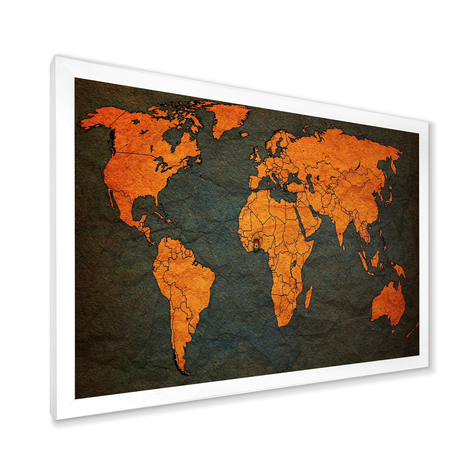Designart 'Ancient World Map of Africa' Vintage Framed Art Print
