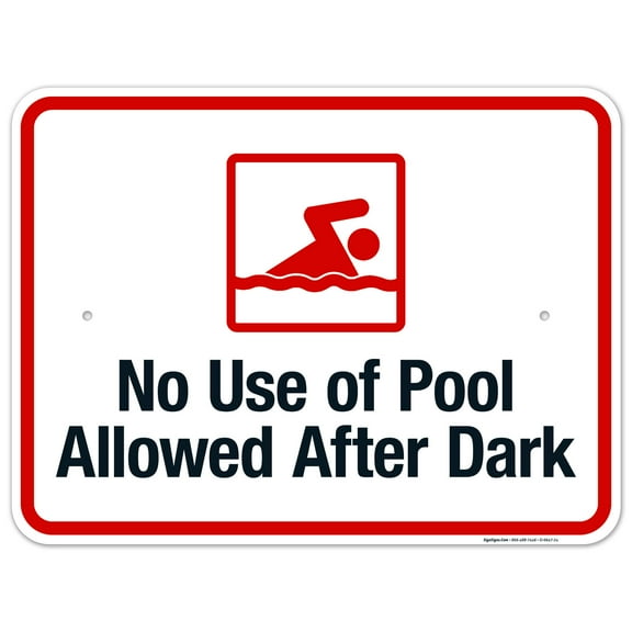 No Use Of Pool Allowed After Dark Sign, Pool Sign,