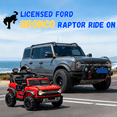 thumbnail image 3 of 2 Seats 24V Electric Car for Big Kids, Licensed Ford Bronco Raptor Powered Ride On Car with 4 Wheels Spring Suspension, Parent Remote Control, 24V Ride On Toys for Ages 3-8 Boys Girls Gifts, Red, 3 of 8