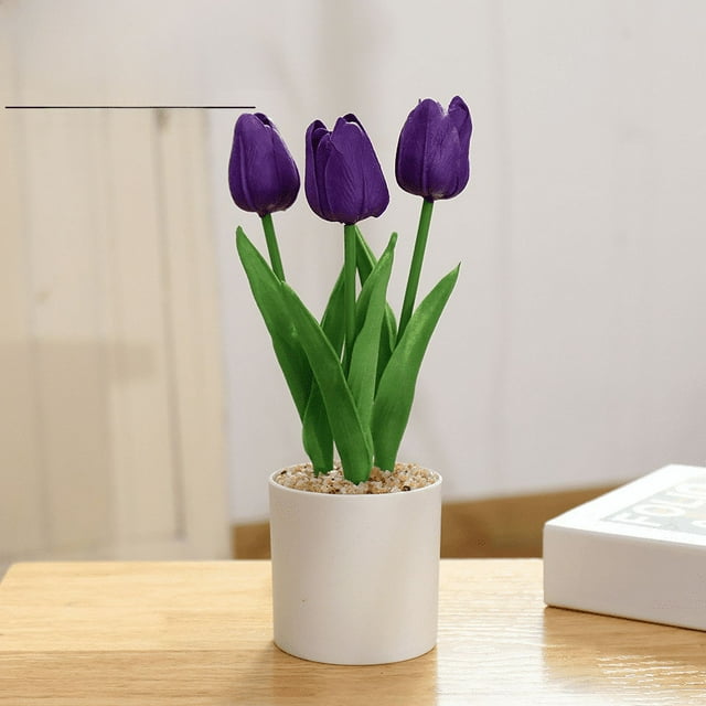 Bonsái artificial de PU con tulipán para decoración de interiores, simulación de planta artificial