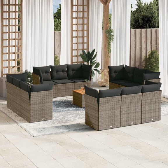 vidaXL Garden Sofa Set Grey and Brown