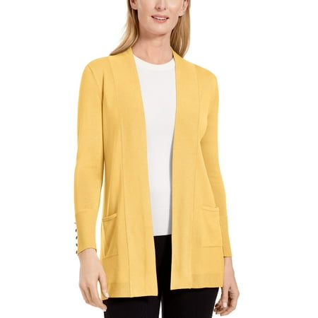 JM Collection Women's Open Front Cardigan Gold Size X-Large