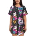 thumbnail image 1 of Fotbe Cat Icecream Conjunto de Pijama Estampado para Mujer, 2 Piezas, Ropa de Dormir con Camiseta de Manga Corta y Shorts Suaves-4X-Large, 1 of 6