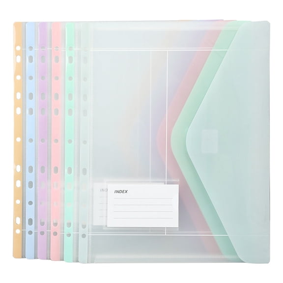 GZJCKJY 6 Pack Plastic Envelopes File Folders, A4, Letter Size | Colorful Flaps, Clear Folders for Documents Plastic Poly Envelopes with Label for S-chool, Home, Work, Office, Organizer
