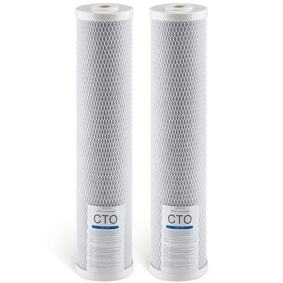 VEVOR Whole House Water Filter Replacement Cartridge, 4.5" x 20" CTO Carbon Block, Replacement Filter for 3-Stage Whole Home Water Filtration System, Reduce Chlorine, Bad Taste, Odor, 2 Pack