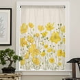 thumbnail image 4 of Yellow Daisy Semi Sheer Curtains Drapes for Living Room, Bedroom, French Doors Window 72 Inches Long, Rustic Spring Floral Summer Botanical Rod Pocket Chiffon Curtain Drapery Voile Draperies Panel, 4 of 6