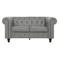 thumbnail image 5 of Naomi Home Chesterfield Sofa Set Living Room Chair Juegos Leather Couch Sofa Chair for Bedroom Modern Chesterfield Tufted Leather Chair Leather Sofas for Living Room (3 Piece Sofa Set)-Color:Gray,Fabr, 5 of 10