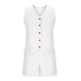 thumbnail image 6 of Kaemgyyd Women Summer 2 Piece Outfits Loose V Neck Sleeveless Button down Vest Pleated Shorts Sets Business Work Matching Set, 6 of 6