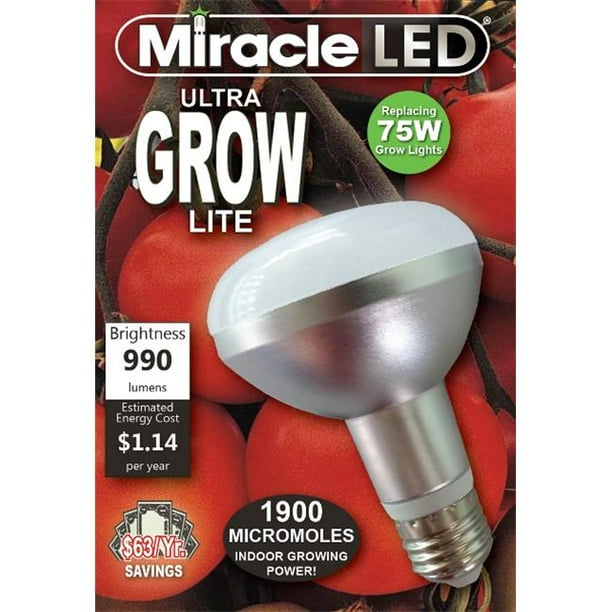 Miracle A Mené 605038 9,5 Watts (75 Watts) Ampoule Hydroponique Commerciale Ultra Grow Lite BR30 Full Spectrum