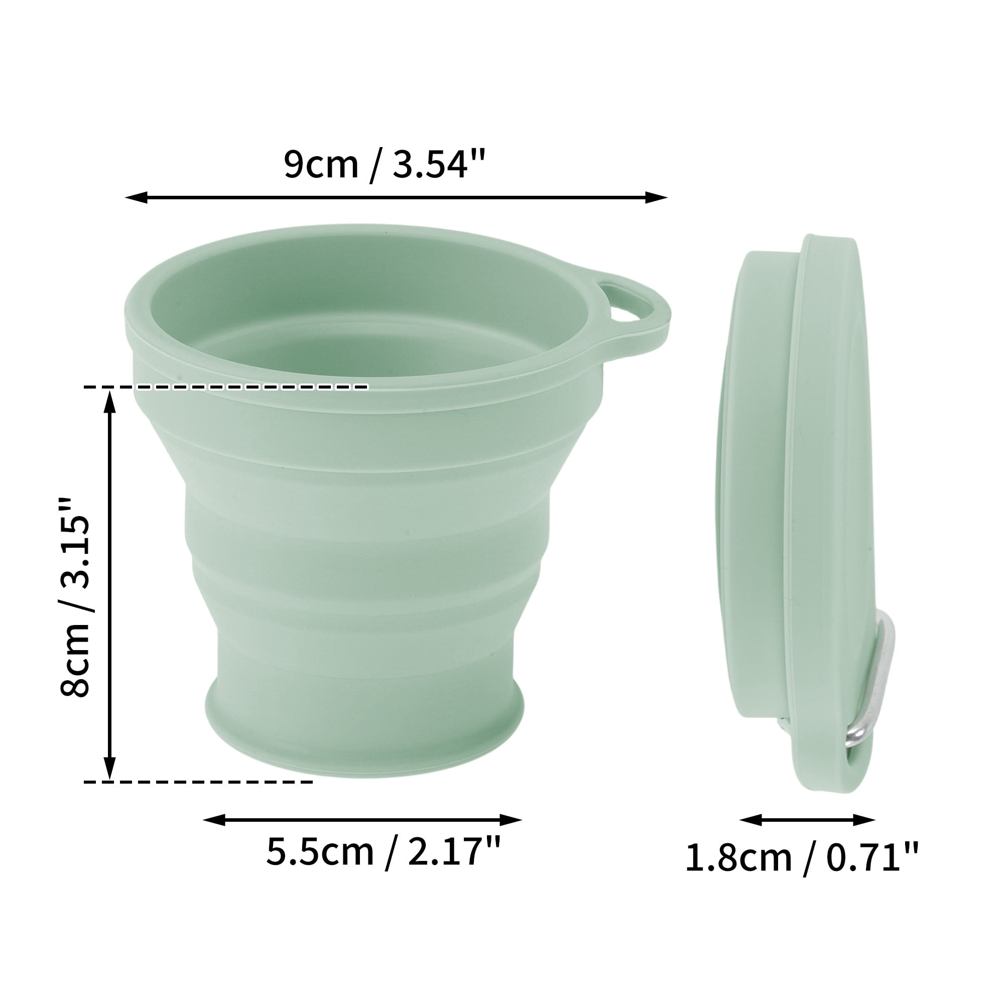 Unique Bargains Folding Cup with Carabiner Collapsible Cups 180ml 1Pc Green