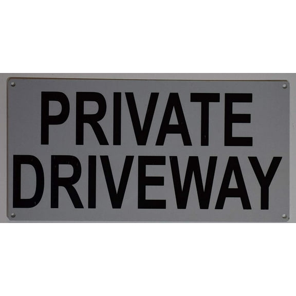 Private Driveway Sign (Aluminium Reflective, White 6x12)