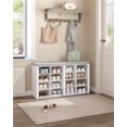 thumbnail image 2 of Shoe Bench with Cushion, Entryway Storage Bench with 16 Cubbies, Cubby Shoe Rack with Adjustable Shelves, Shoe Organizer Cabinet for Living Room, Bedroom, Entryway, White, 2 of 8