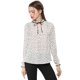 thumbnail image 3 of INSPIRE CHIC Blusa con cuello con volantes y lazo para mujer, blusa de manga larga con campana vintage Lunares blancos XL, 3 of 6