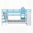 thumbnail image 3 of Full-Over-Full Castle Style Bunk Bed with 2 Drawers 3 Shelves & Slide - Stable & Fun Blue Bed, 3 of 26